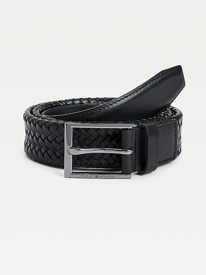 black formal braided belt for men tommy hilfiger