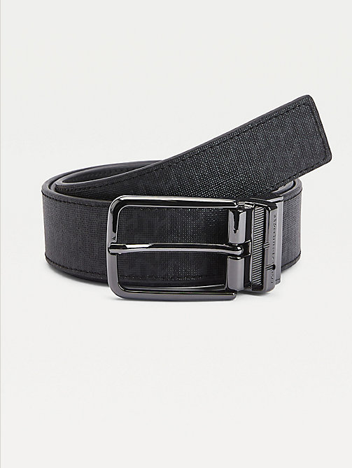 black technical reversible leather belt for men tommy hilfiger