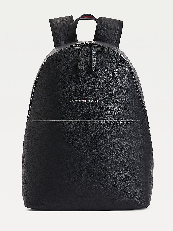 black essential pebble grain backpack for men tommy hilfiger