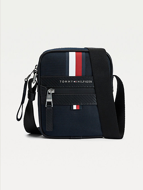 blue elevated textile small reporter bag for men tommy hilfiger
