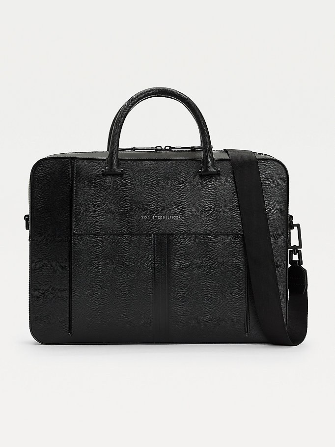 black th business slim leather computer bag for men tommy hilfiger