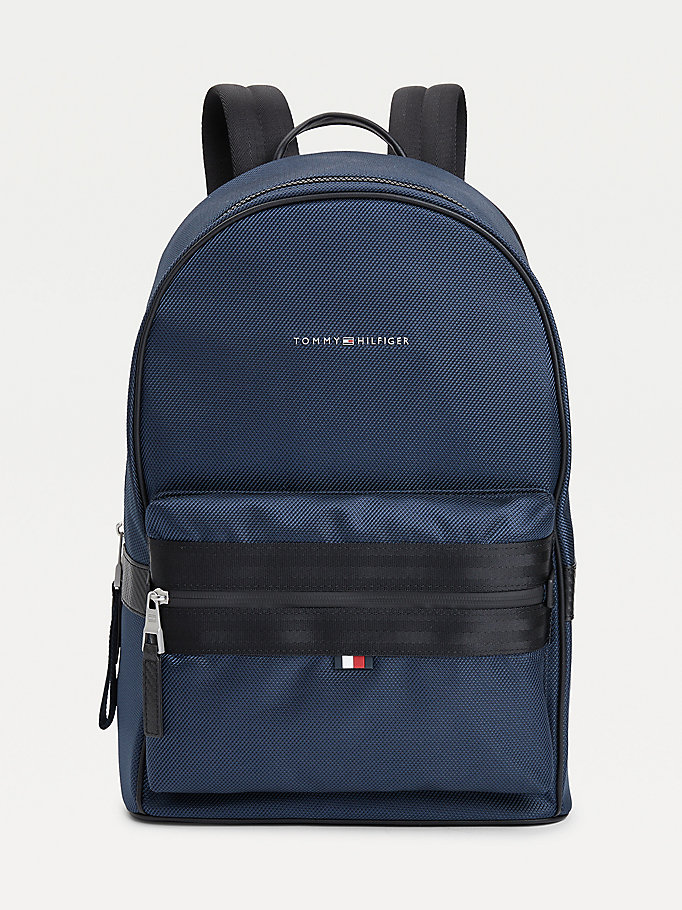 blau elevated rucksack mit gewebten details für herren - tommy hilfiger