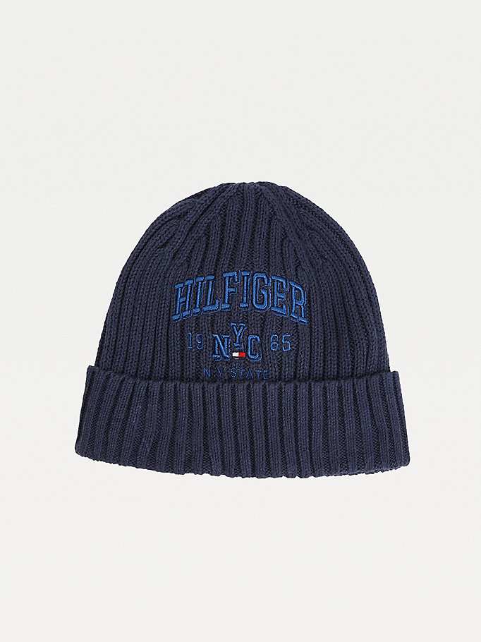blue mini me graphic beanie for boys tommy hilfiger