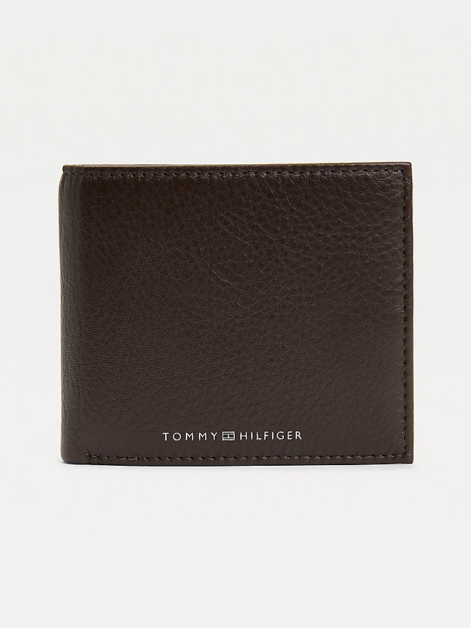 brown downtown leather bifold wallet for men tommy hilfiger
