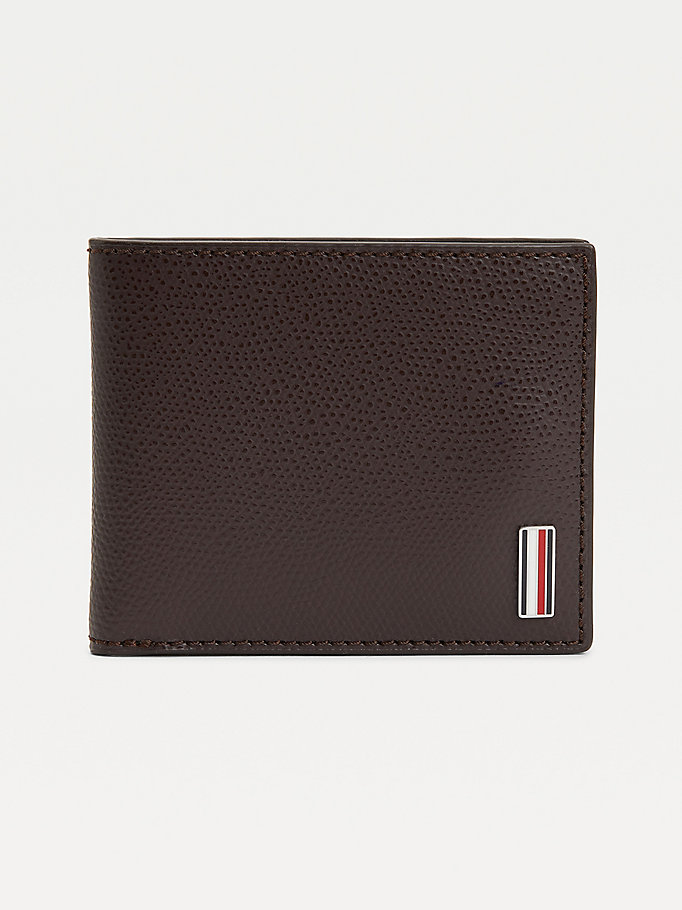 brown leather small credit card wallet for men tommy hilfiger