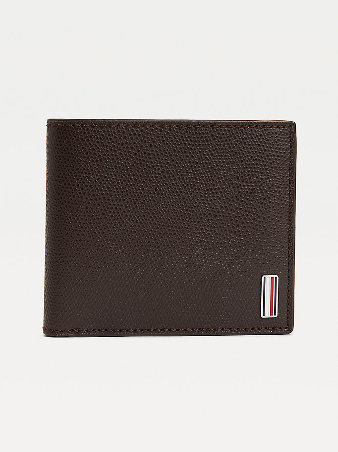 brown th business leather wallet for men tommy hilfiger