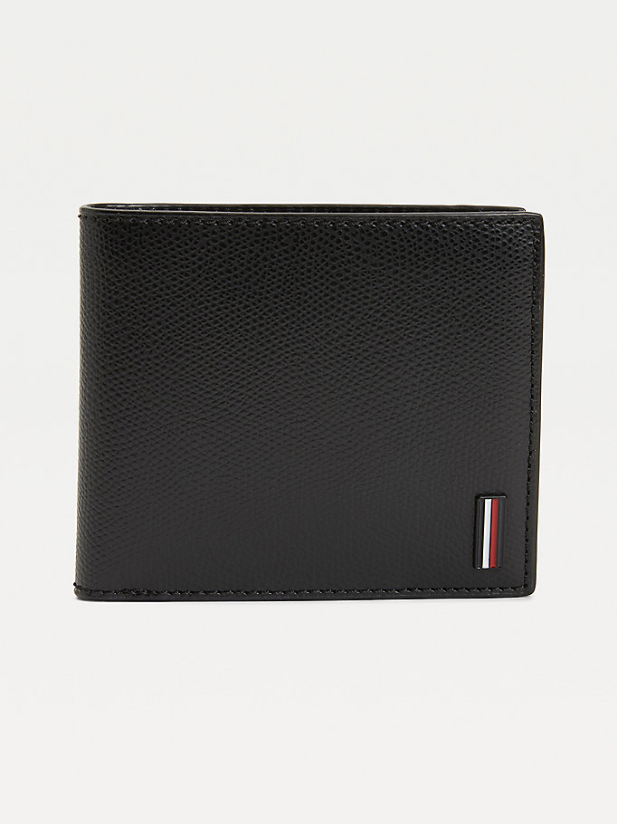 black leather credit card wallet for men tommy hilfiger