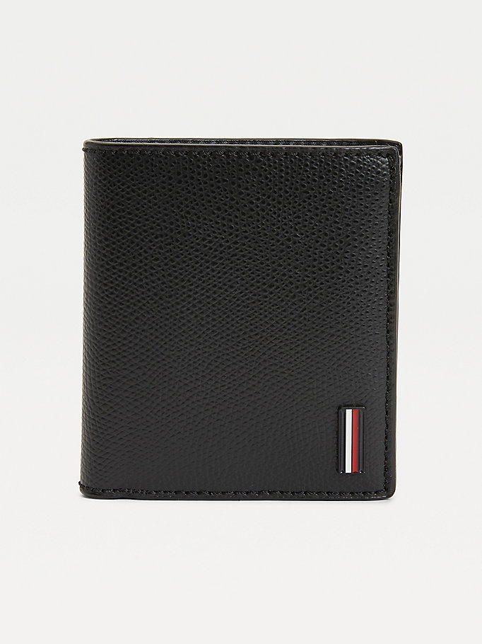 black th business leather trifold wallet for men tommy hilfiger