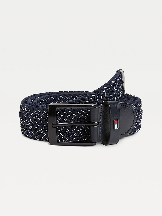 blue braided webbing belt for men tommy hilfiger