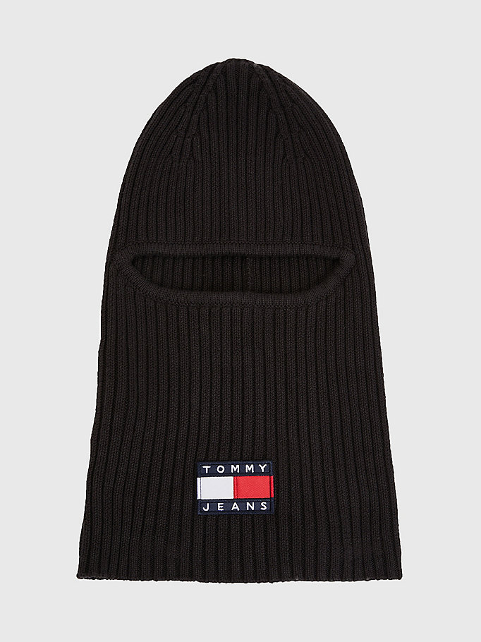 black tommy badge balaclava beanie for men tommy jeans