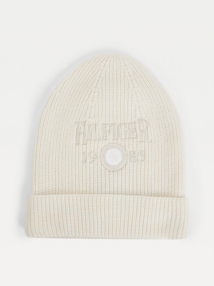 white crest embroidery beanie for men tommy hilfiger