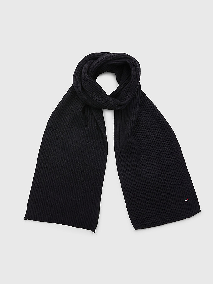 écharpe essential côtelée noir pour men tommy hilfiger