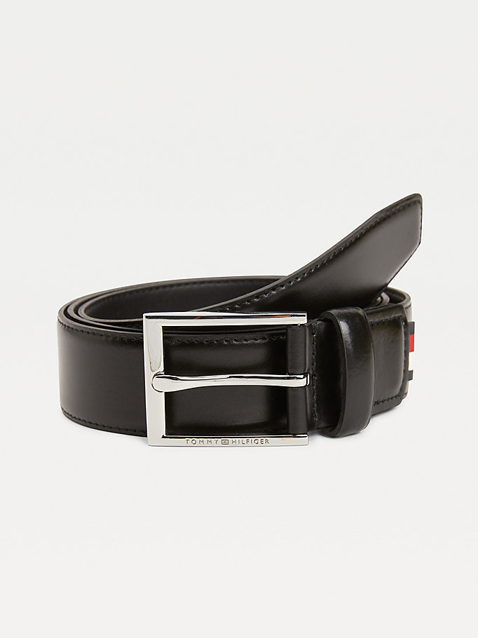 black formal leather belt for men tommy hilfiger