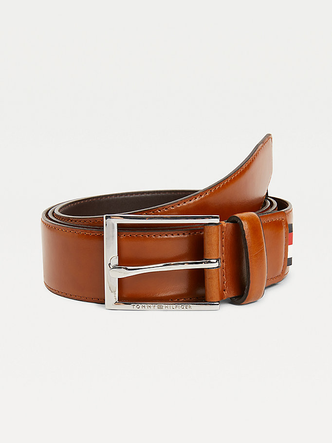 brown formal leather belt for men tommy hilfiger