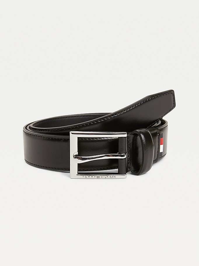 black formal thin leather belt for men tommy hilfiger