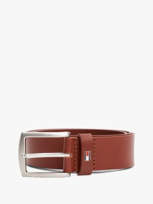 brown denton flag keeper leather belt for men tommy hilfiger