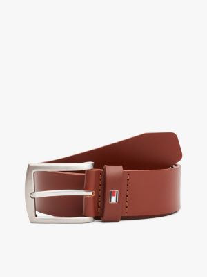 brown denton flag keeper leather belt for men tommy hilfiger