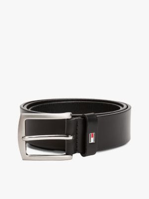 Adan Enamel Flag Smooth Leather Belt, Blue