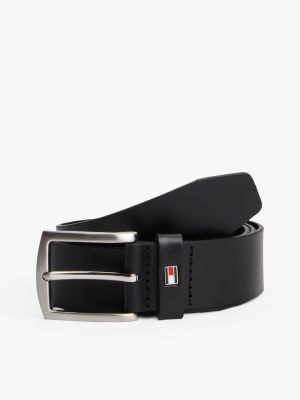 black denton leren riem met vlag op de lus voor heren - tommy hilfiger