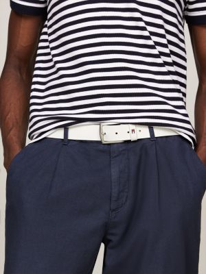 Denton Flag Keeper Leather Belt White Tommy Hilfiger