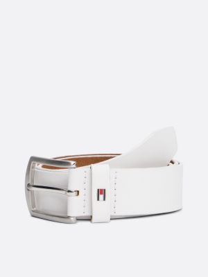 ceinture denton en cuir à drapeau white pour hommes tommy hilfiger