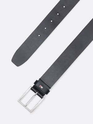 ceinture hampton en cuir noir pour hommes tommy hilfiger