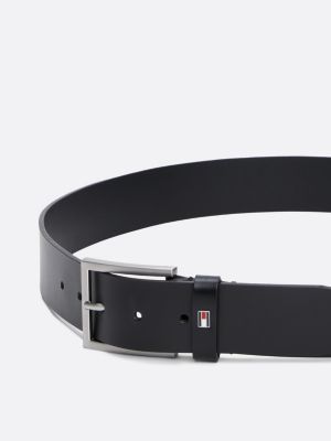 ceinture hampton en cuir noir pour hommes tommy hilfiger