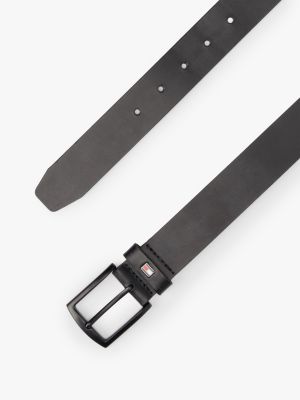 ceinture denton en cuir mat noir pour hommes tommy hilfiger