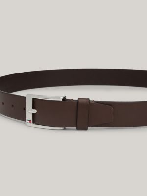 ceinture en cuir marron pour hommes tommy hilfiger