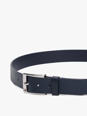 Leren riem met vierkante gesp, Blauw