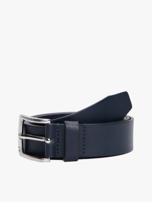 cintura in pelle blue da uomini tommy hilfiger