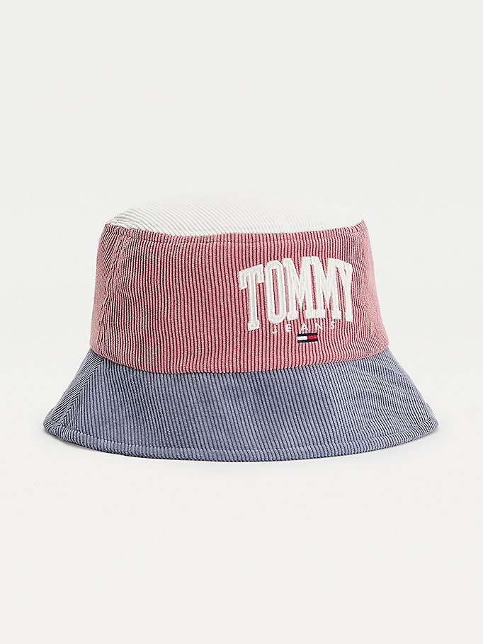pink college bucket hat for men tommy jeans