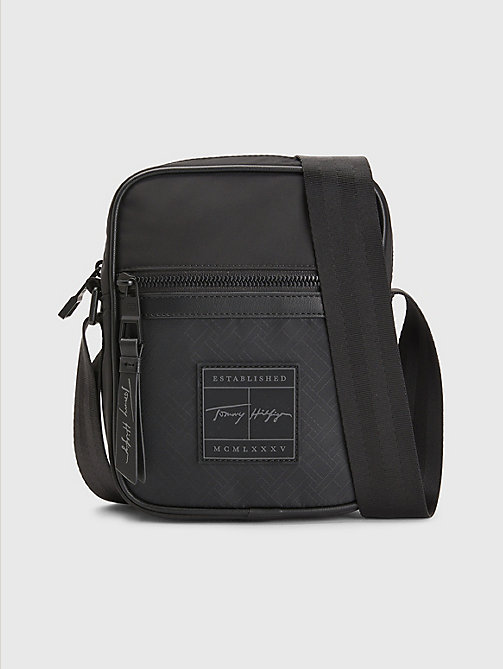 black signature logo small reporter bag for men tommy hilfiger