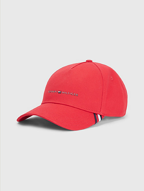 cappello downtown con logo in metallo rosso da men tommy hilfiger