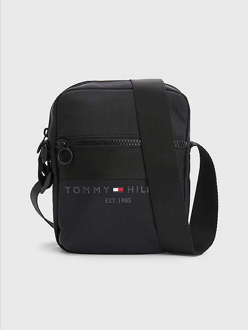 black th established small reporter bag for men tommy hilfiger