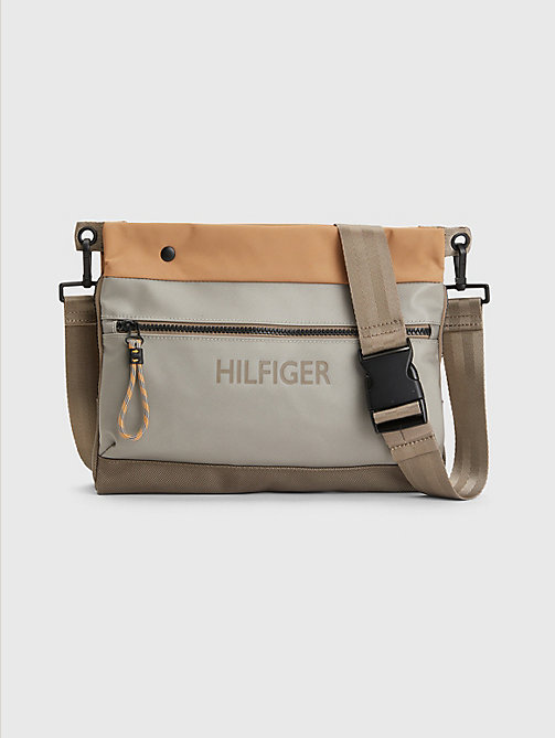 khaki utility small messenger bag for men tommy hilfiger