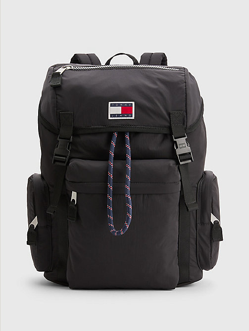 black flap backpack for men tommy jeans