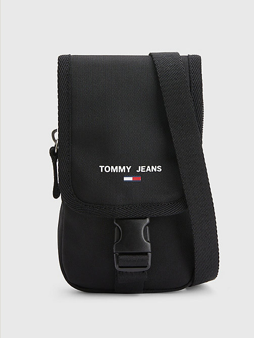 black essential phone pouch for men tommy jeans