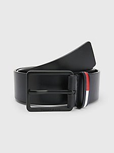 black smooth leather signature keeper belt for men tommy jeans