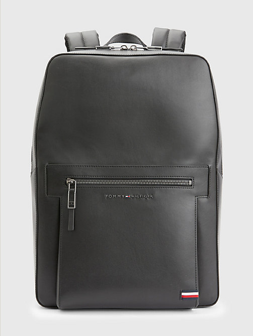 black vegan laptop backpack for men tommy hilfiger