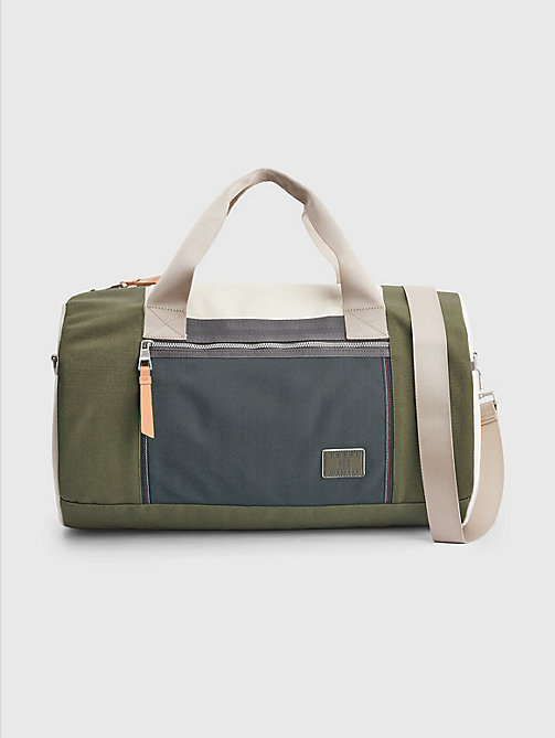 green colour-blocked duffle bag for men tommy hilfiger
