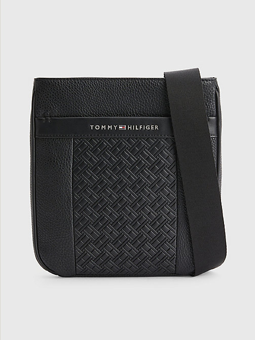 black small repeat flag crossover bag for men tommy hilfiger