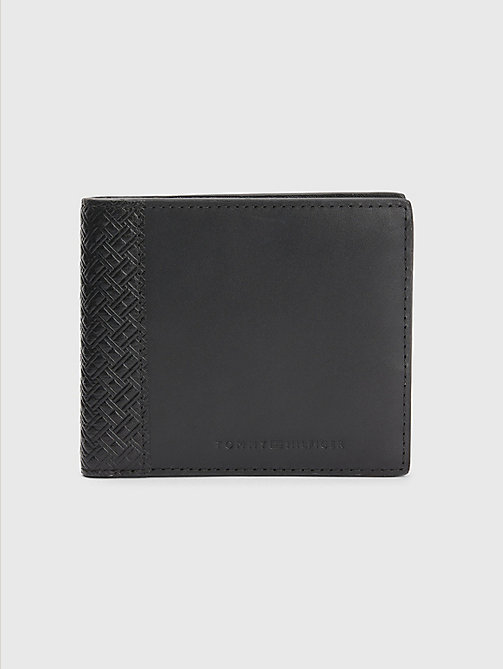 black leather credit card coin wallet for men tommy hilfiger