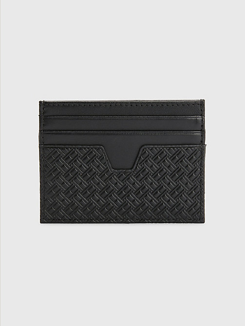 black leather credit card holder for men tommy hilfiger