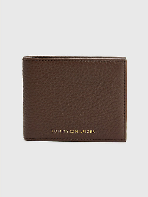 brown premium leather small credit card wallet for men tommy hilfiger