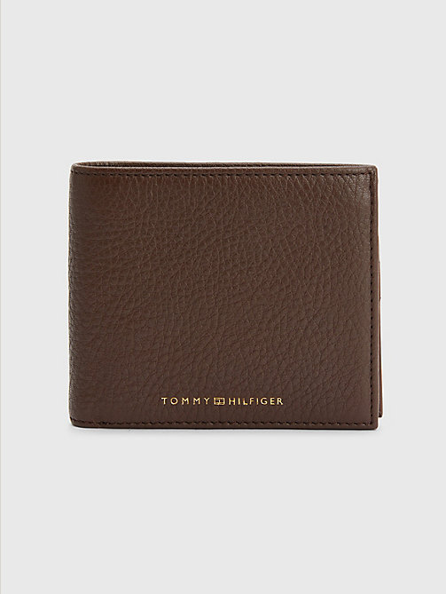 brown premium leather coin flap wallet for men tommy hilfiger