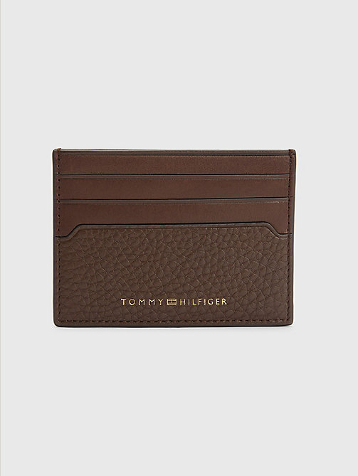 brown premium leather credit card holder for men tommy hilfiger
