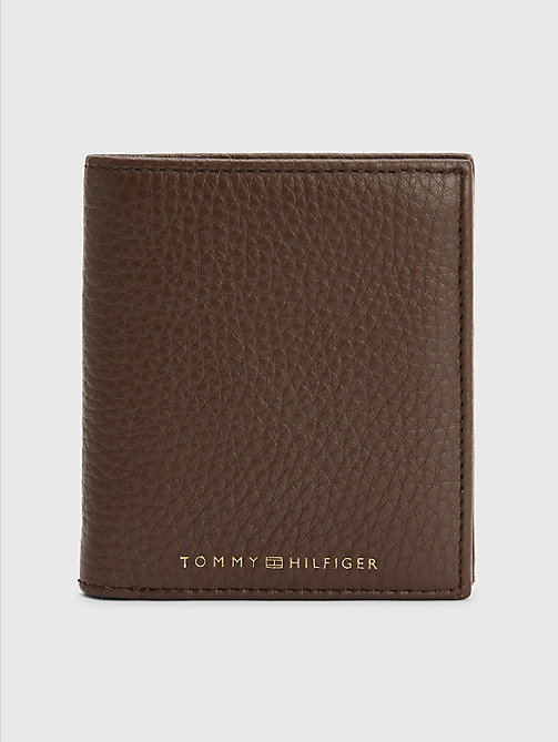 brown premium leather trifold wallet for men tommy hilfiger