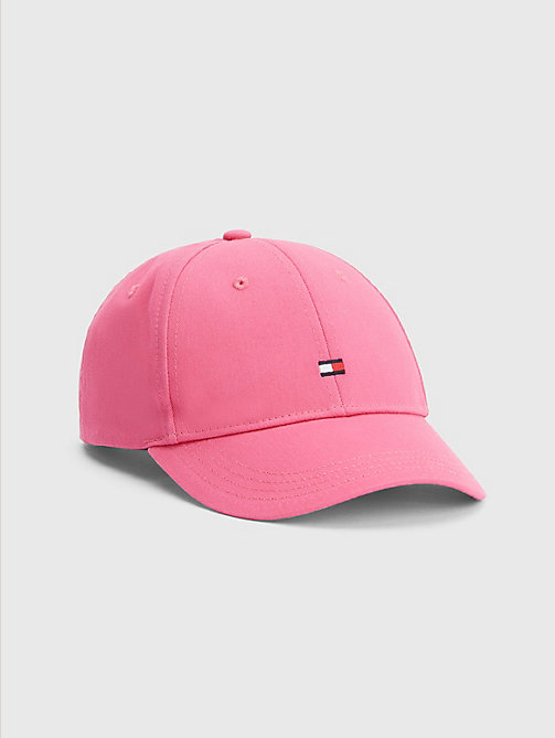 cappello bambino con bandierina ricamata rosa da boys tommy hilfiger