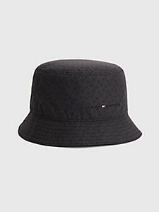 black monogram logo print bucket hat for men tommy hilfiger